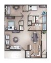 Oak 3 Bedroom, 2 Bath Floor Plan 1085 Square-Foot 3 Bedroom, 2 Bath Oak Floor Plan at Retreat at Brightside, Baton Rouge, 70820
